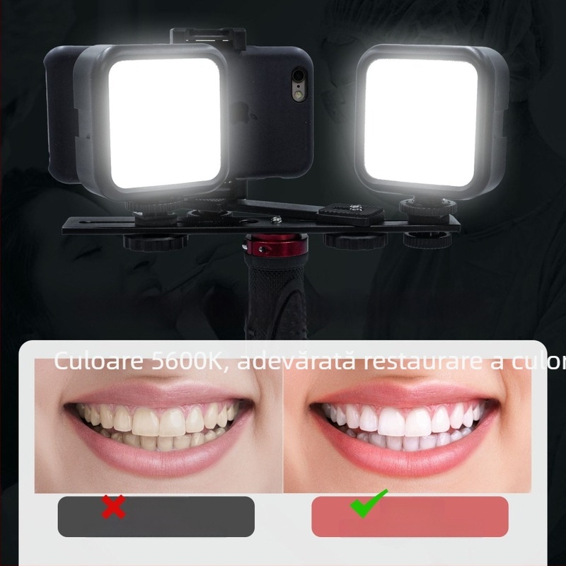 Lumină LED de umplere intraorală, lampă portabilă pentru fotografia dentară, 800 Lux la 0,3 m, 5V 1A, 3.2W, baterie încorporată