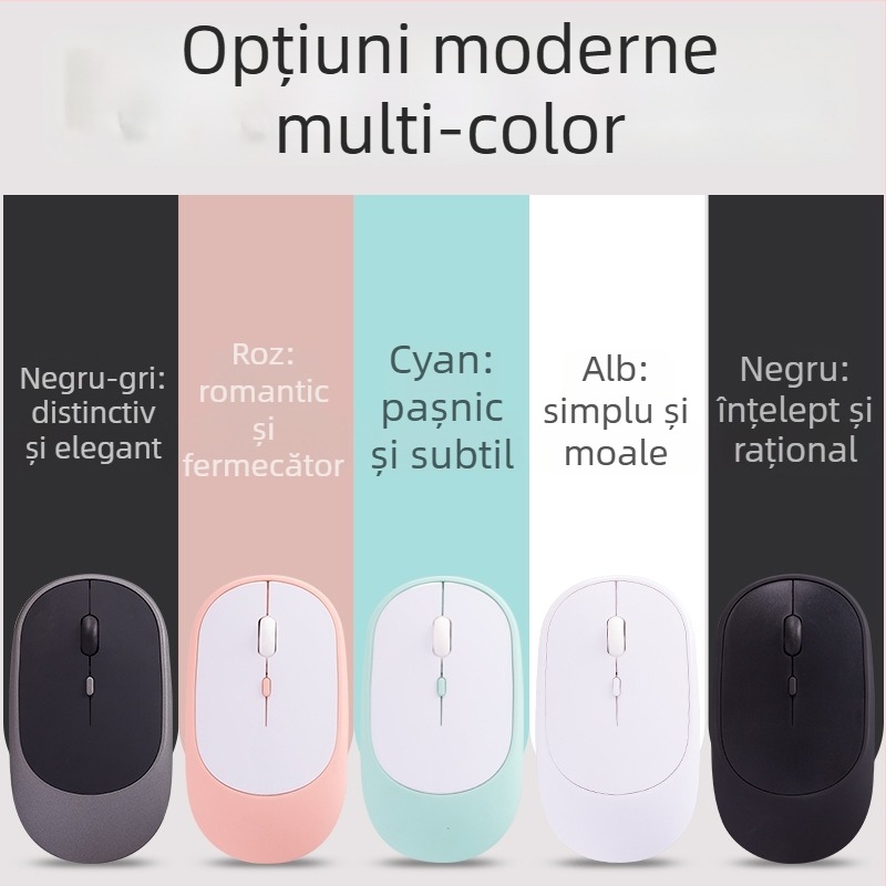 Mouse de birou wireless silențios pentru laptop, 1600 DPI, 4 butoane, USB, Bluetooth 2.4GHz, rază de acțiune 10 m
