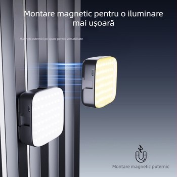 Lumină LED pentru selfie, RGB, magnetică, model M22, pentru telefon mobil, manevrabil, sub 10W, 5V/2A