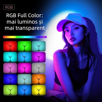 Lumină de umplere foto pentru studio de transmisii live, RGB, 60W, 220V, model 600/800, reglaj multiplă, utilizare verticală