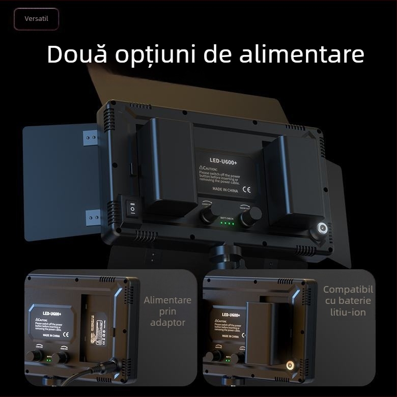 Lumină de umplere foto pentru studio de transmisii live, RGB, 60W, 220V, model 600/800, reglaj multiplă, utilizare verticală