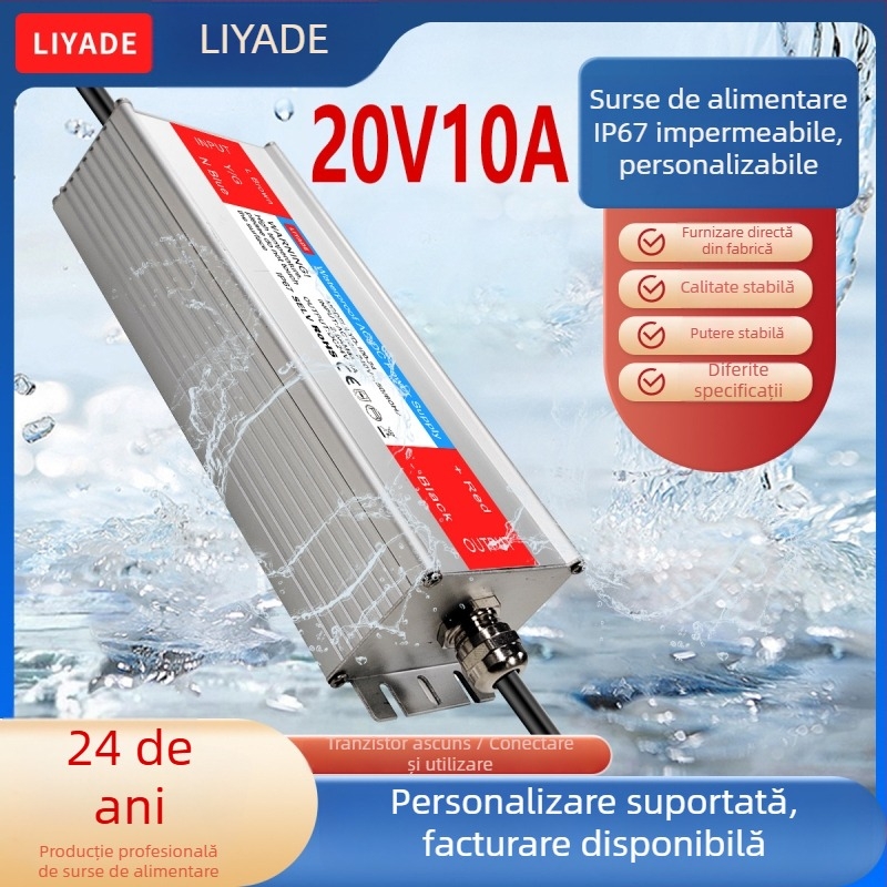 Sursă de alimentare cu carcasă din aluminiu, impermeabilă — putere înaltă, 500 g, potrivită pentru iluminare LED, panouri publicitare și electronice marine