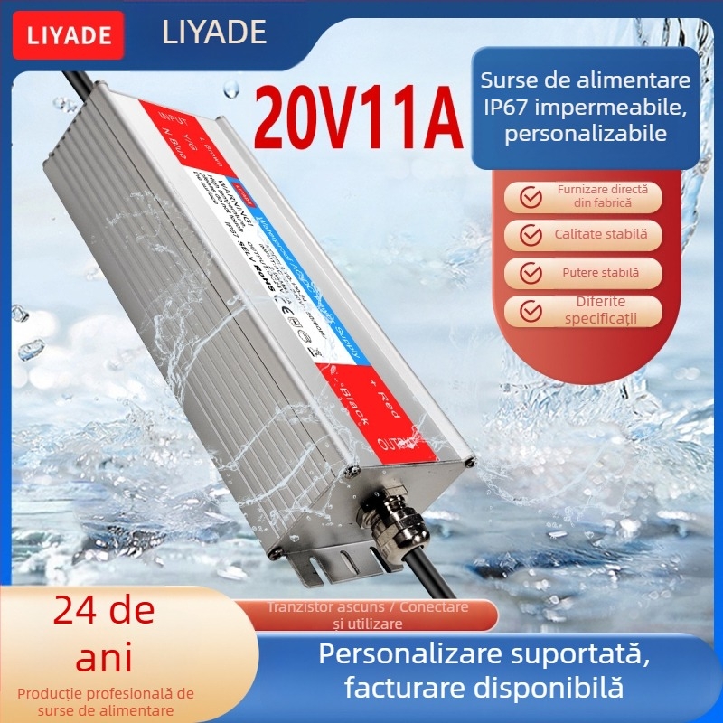 Sursă de alimentare cu carcasă din aluminiu, impermeabilă — putere înaltă, 500 g, potrivită pentru iluminare LED, panouri publicitare și electronice marine