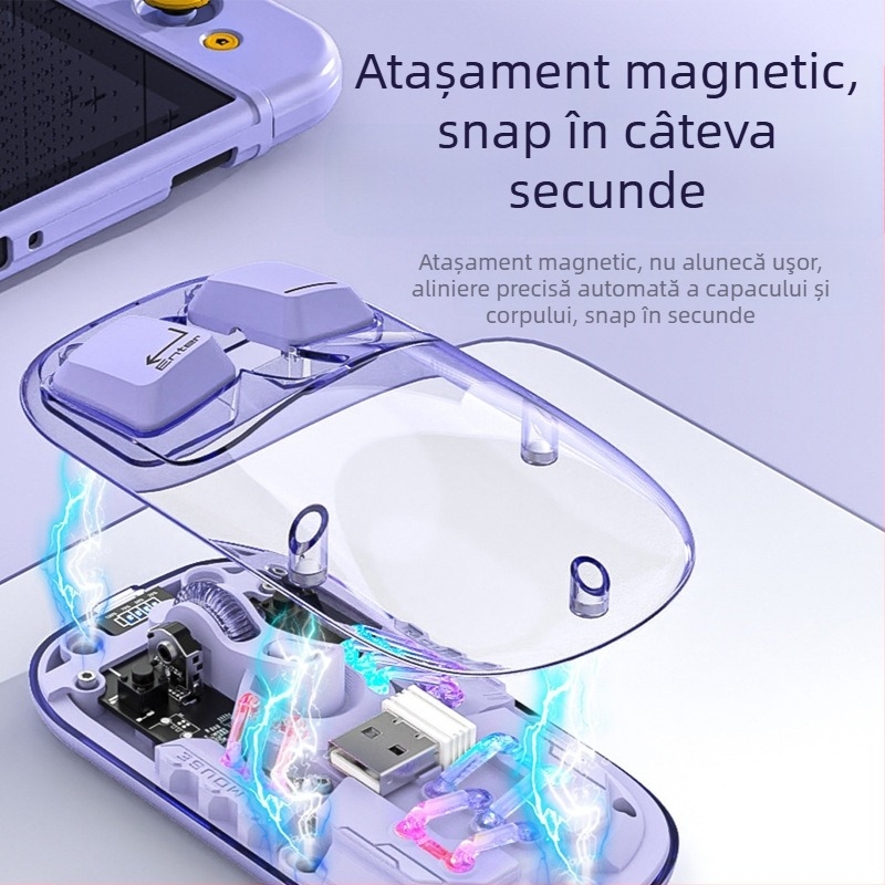 Mouse optic Bluetooth cu afișaj de energie, 1600dpi, 4 butoane, wireless 2,4 GHz pentru gaming și birou