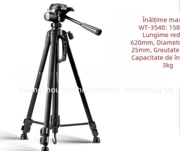 Weifeng WF-3520/3540/3560 DSLR Trepied Portabil cu Cap 3D PTZ, Aliaj de Aluminiu, Încărcare 3 kg, Greutate 0,92 kg, Include Placă cu Eliberare Rapidă