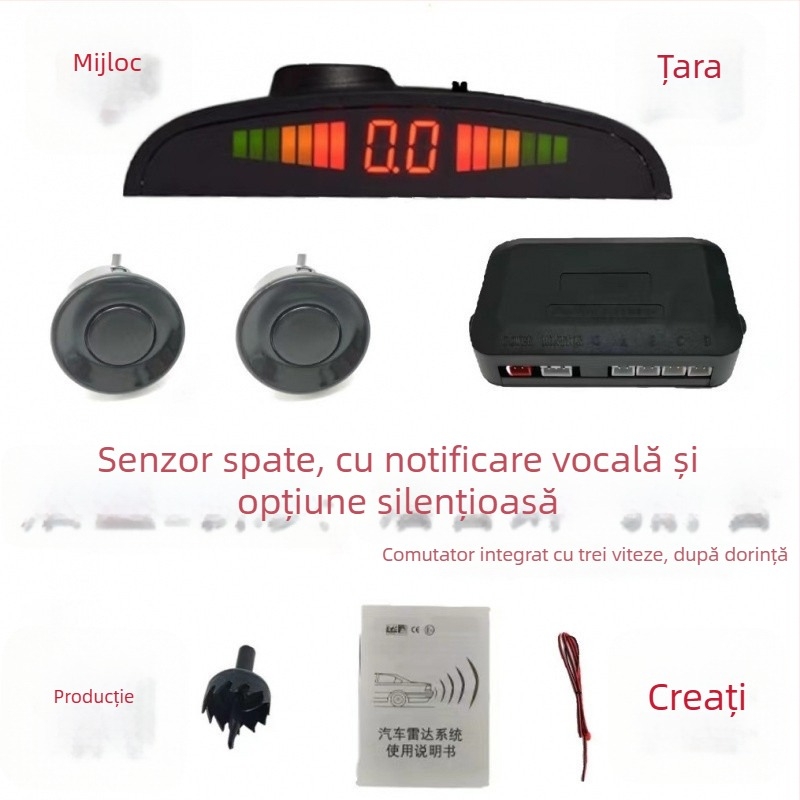 Radar posterior cu 4 sonde, 24V, avertizare vocală – Chi Weng