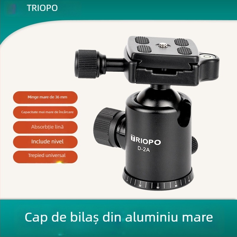 Jiebao D-2AQ2 cap de bal pentru trepied DSLR – rotire de 360°, port filet 3/8 inch, corp din aliaj de aluminiu, compatibil cu camere DSLR, 350 g