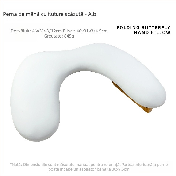 Pernuță pentru mâini la manichiură - design cu fluture, formă în U pliabilă, pernă moale pentru relaxarea oboselii