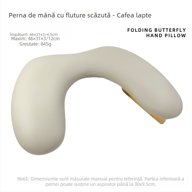 Pernuță pentru mâini la manichiură - design cu fluture, formă în U pliabilă, pernă moale pentru relaxarea oboselii