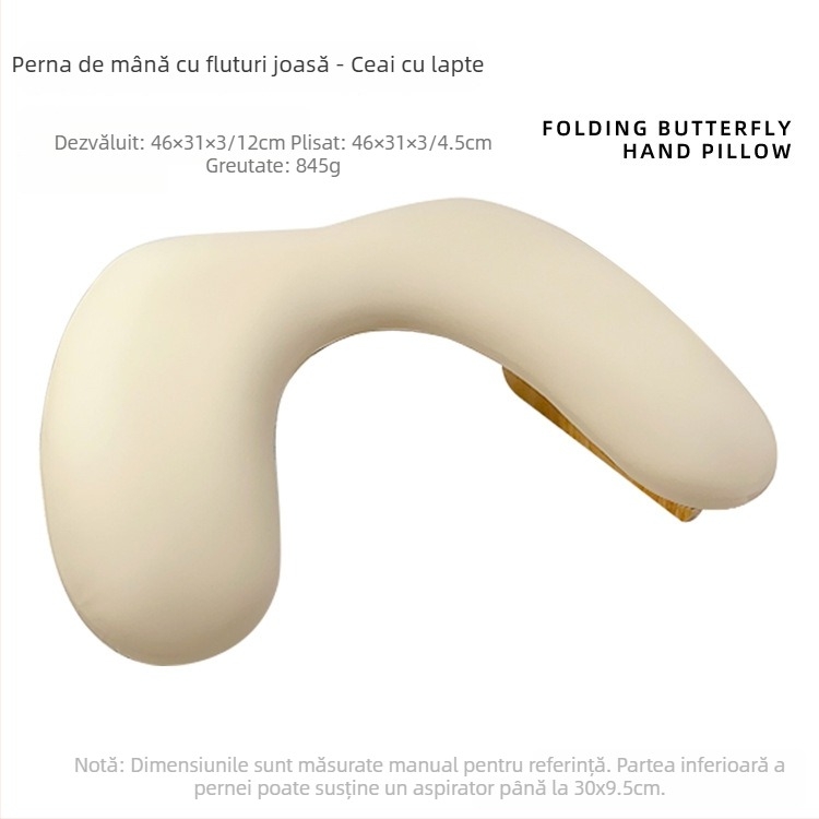 Pernuță pentru mâini la manichiură - design cu fluture, formă în U pliabilă, pernă moale pentru relaxarea oboselii