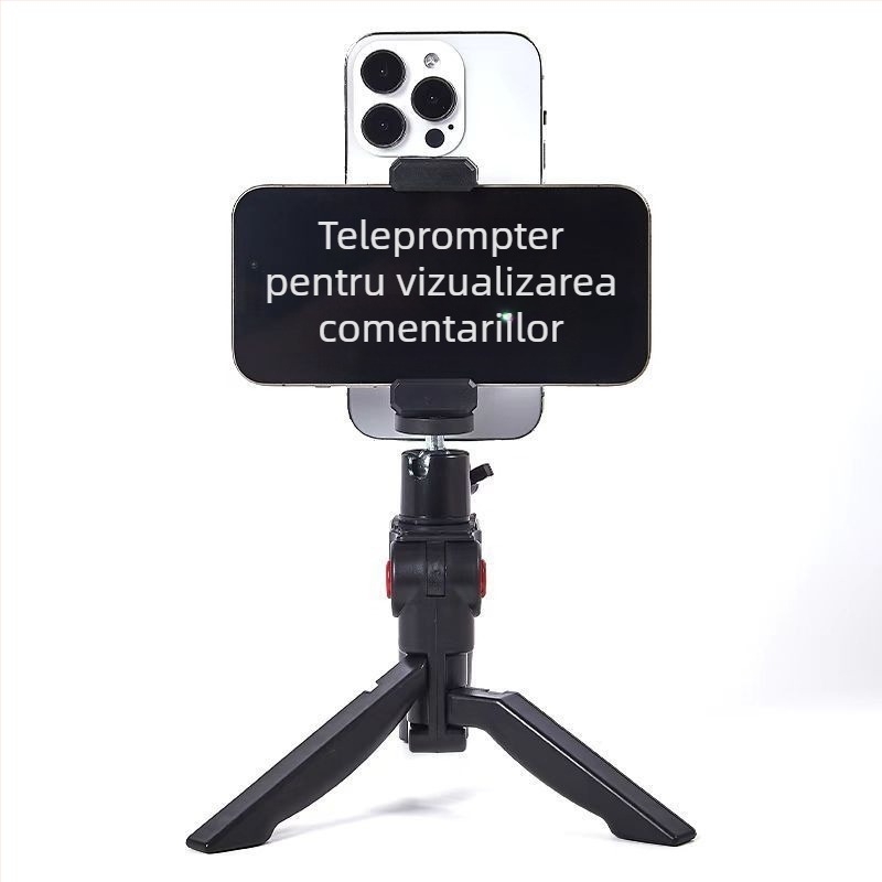 Suport pentru telefon cu două fețe și teleprompter, pentru montaj pe birou sau în mână, instrument de filmare multifuncțional pentru setup dual cu subtitrări