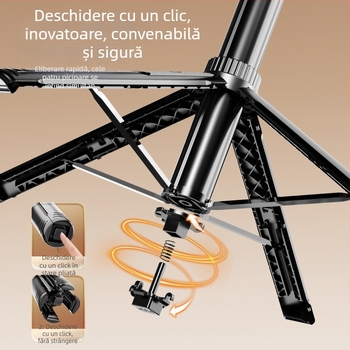 Selfie stick Bluetooth cu trepied de podea, design telescopic, aliaj de aluminiu + ABS, telecomandă inclusă, suport pentru cameră