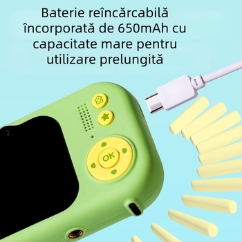 Aparat foto pentru copii Deli – poate face poze și videoclipuri, jucărie din plastic pentru copii între 7 și 14 ani