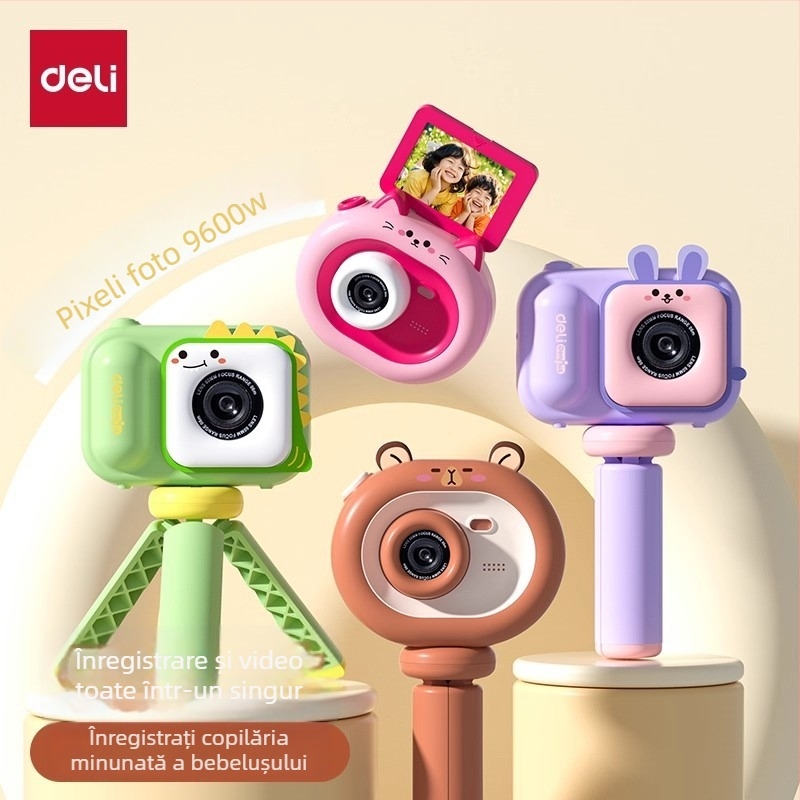 Aparat foto pentru copii Deli – poate face poze și videoclipuri, jucărie din plastic pentru copii între 7 și 14 ani