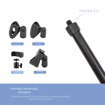 Suport universal pentru telefon cu braț transversal superior și stativ pentru microfon pentru filmare și înregistrare (Material: Fier inoxidabil; Tip: Model universal; Stil: Simplu; Personalizare: Susținut)