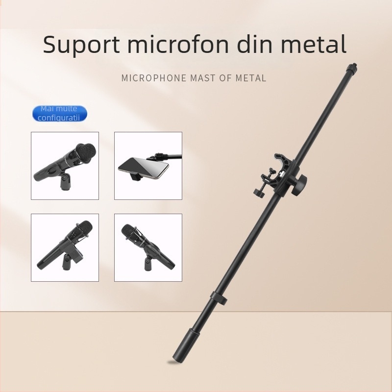 Suport universal pentru telefon cu braț transversal superior și stativ pentru microfon pentru filmare și înregistrare (Material: Fier inoxidabil; Tip: Model universal; Stil: Simplu; Personalizare: Susținut)