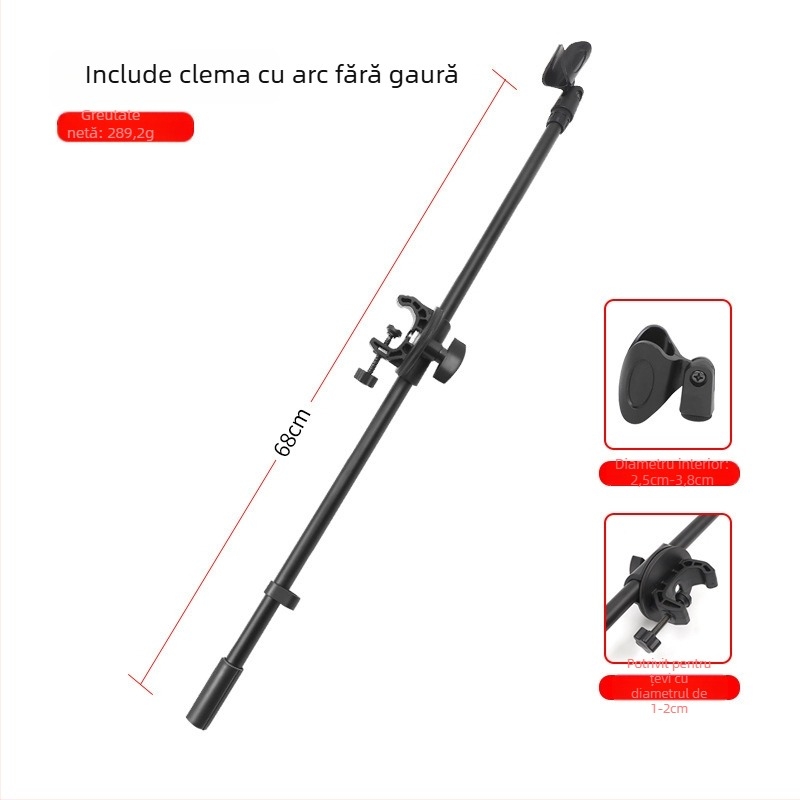 Suport universal pentru telefon cu braț transversal superior și stativ pentru microfon pentru filmare și înregistrare (Material: Fier inoxidabil; Tip: Model universal; Stil: Simplu; Personalizare: Susținut)