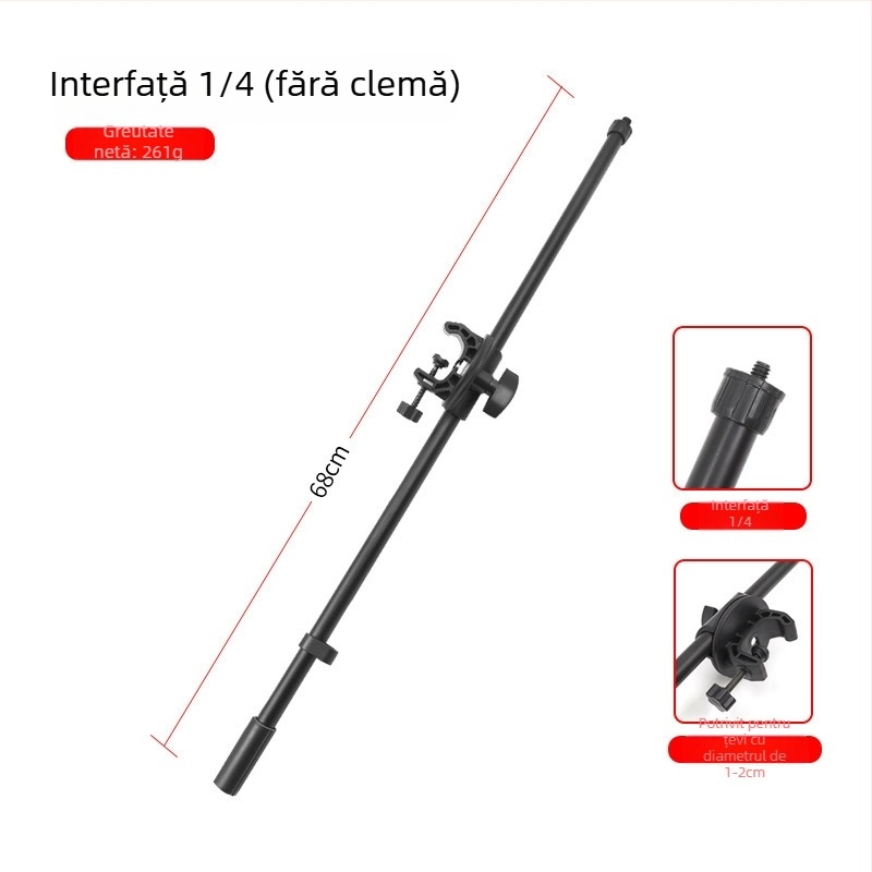 Suport universal pentru telefon cu braț transversal superior și stativ pentru microfon pentru filmare și înregistrare (Material: Fier inoxidabil; Tip: Model universal; Stil: Simplu; Personalizare: Susținut)