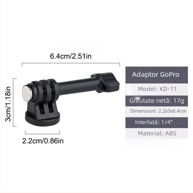 Adaptor pentru cameră de acțiune Insta360, bază cu șurub 1/4, pentru trepied și gimbal, ABS