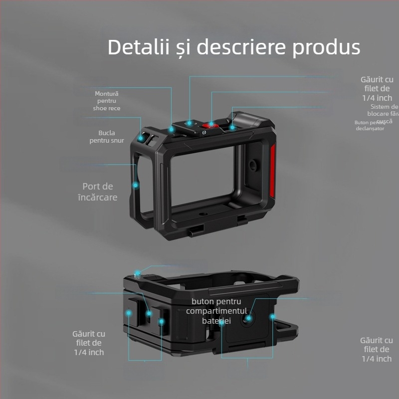 Heaxgk Cleme de cadru din aliaj de aluminiu pentru Osmo Action 6 – mâner pentru cameră