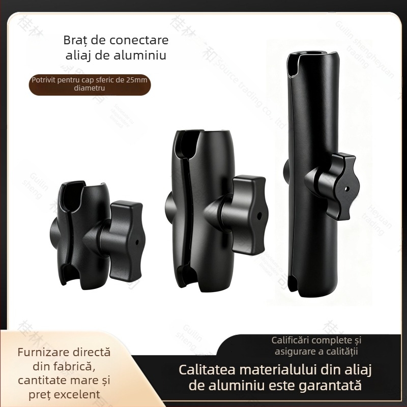 Foi de legătură din aliaj de aluminiu cu cap bal 25 mm pentru suporturi camere de acțiune, compatibil cu montaj pe vehicul, adaptor pentru telefon mobil și ventuză