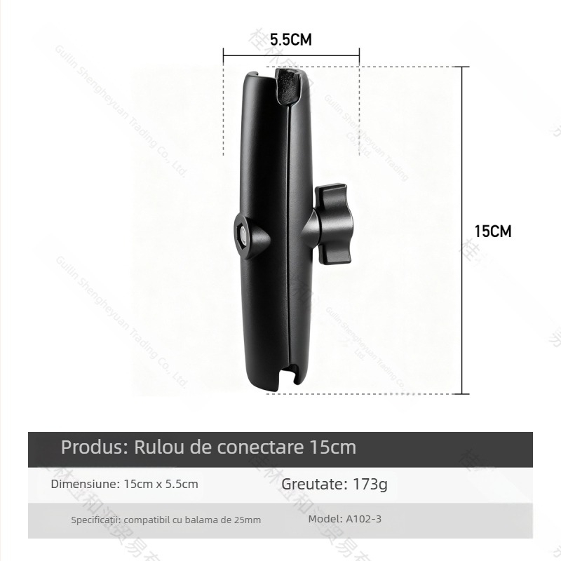 Foi de legătură din aliaj de aluminiu cu cap bal 25 mm pentru suporturi camere de acțiune, compatibil cu montaj pe vehicul, adaptor pentru telefon mobil și ventuză