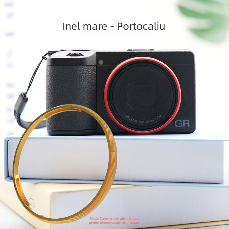 Inel decorativ metalic pentru obiectiv pentru camera DSLR Ricoh GR4 (Material: metal; Model: Ricoh gr4 decorative ring; Compatibil cu: Ricoh GR4)
