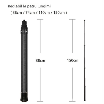 Selfie-stick pentru Insta360 X3/X4 camere de acțiune — fibră de carbon/aluminiu; compatibil cu camerele de acțiune Insta360; Brand: YOTULI. (Brand: YOTULI; Material: fibră de carbon/aluminiu; Compatibil cu: camere de acțiune Insta360)