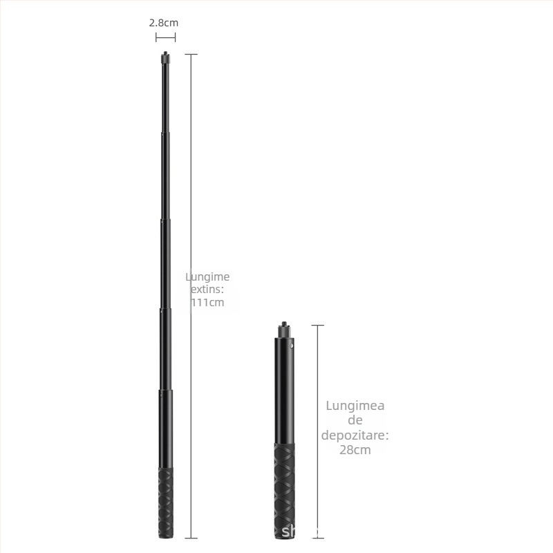 Selfie-stick pentru Insta360 X3/X4 camere de acțiune — fibră de carbon/aluminiu; compatibil cu camerele de acțiune Insta360; Brand: YOTULI. (Brand: YOTULI; Material: fibră de carbon/aluminiu; Compatibil cu: camere de acțiune Insta360)
