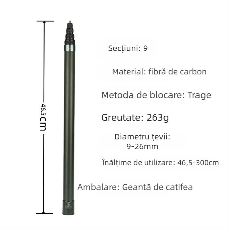 Selfie-stick pentru Insta360 X3/X4 camere de acțiune — fibră de carbon/aluminiu; compatibil cu camerele de acțiune Insta360; Brand: YOTULI. (Brand: YOTULI; Material: fibră de carbon/aluminiu; Compatibil cu: camere de acțiune Insta360)