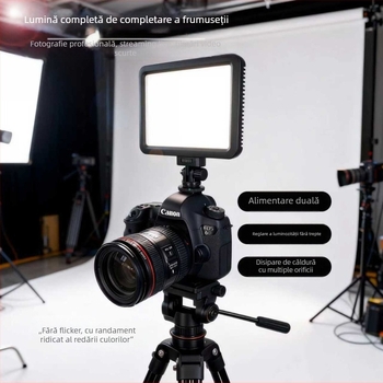 Lumină LED portabilă pentru fotografie – tri-culoare, reglaj continuu al luminozității și a temperaturii de culoare (2900–5700K), 110–240V, rază 5 m, model SC-012