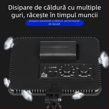 Lumină LED portabilă pentru fotografie – tri-culoare, reglaj continuu al luminozității și a temperaturii de culoare (2900–5700K), 110–240V, rază 5 m, model SC-012