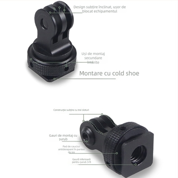 Suport pentru pantof rece GoPro, din aliaj de aluminiu, compatibil cu GoPro 13/Seria întreagă și DJI Osmo Action