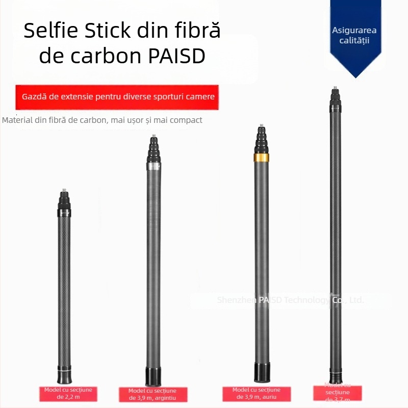 Paisd tijă extensibilă din fibră de carbon pentru Insta360 – model carbon fiber extension rod, material: fibră de carbon, compatibilitate: General
