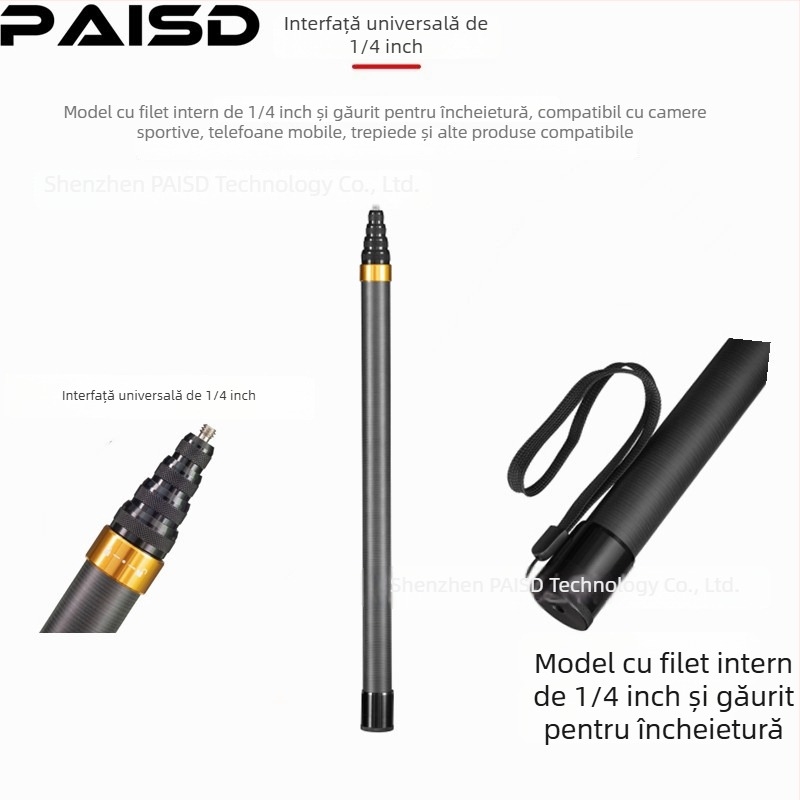 Paisd tijă extensibilă din fibră de carbon pentru Insta360 – model carbon fiber extension rod, material: fibră de carbon, compatibilitate: General