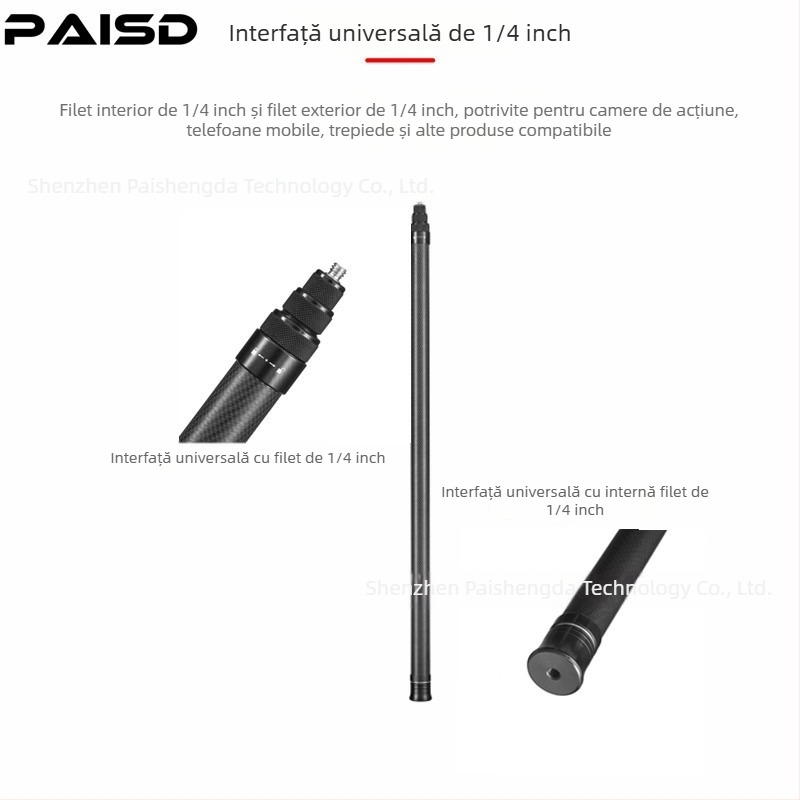 Paisd tijă extensibilă din fibră de carbon pentru Insta360 – model carbon fiber extension rod, material: fibră de carbon, compatibilitate: General