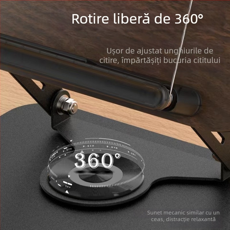 Suport pentru tabletă din lemn masiv, rotire la 360°, reglabil, model R51, compatibil cu iPad, iPhone și iPod touch