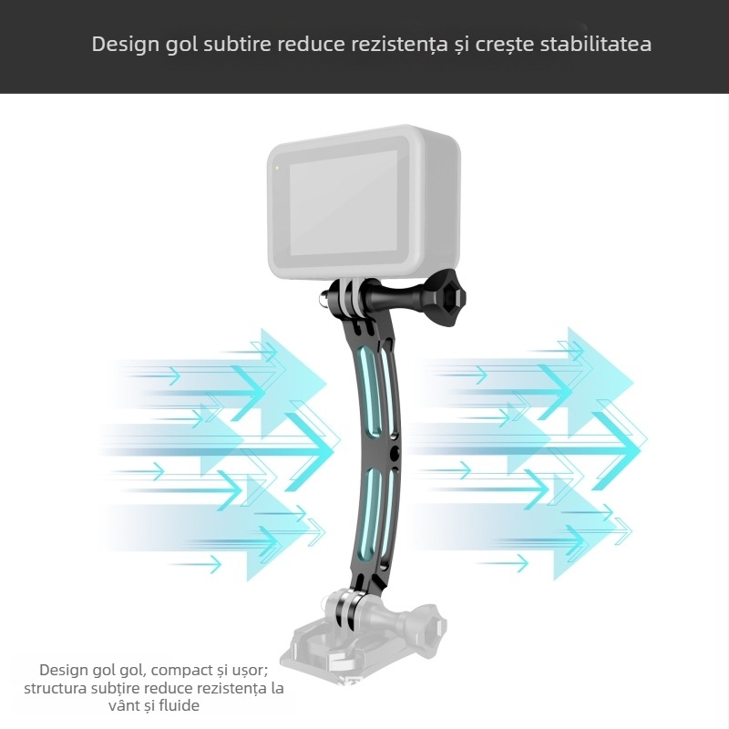 Bară de extensie pentru cameră de acțiune GoPro11/GoPro10 și Insta360 X3, aliaj de aluminiu, GP155A/GP155B/GP155C, include braț de extensie pentru cască și tijă curbată