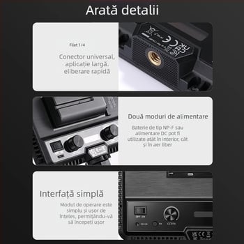 Shenniu LDP8D/BI 18D/BI Lumină de fill pentru fotografie, interior/exterior, panou de lumină moale, intensitate reglabilă, alimentare proprie