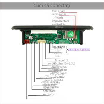 Placă Bluetooth auto MP3 decoder cu modul USB, radio FM și alimentare 12V