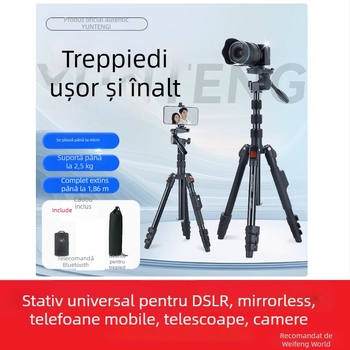 Trepied pentru cameră Yunteng, gimbal 3D, 4 secțiuni, din metal