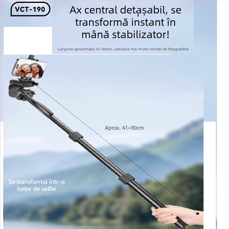 Trepied pentru cameră Yunteng, gimbal 3D, 4 secțiuni, din metal