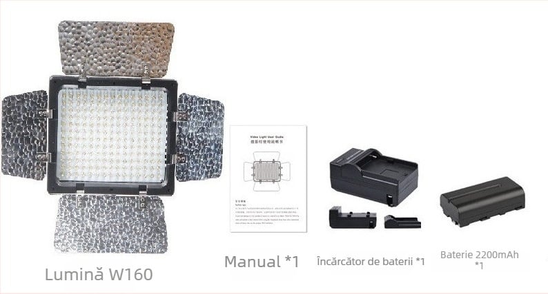 WS160 Lumină de umplere pentru fotografie digitală, pentru camere DSLR, 18W, 6500K, rază 50 cm, reglabilă intensitatea luminii și temperatura de culoare