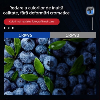 Lumină profesională pentru fotografie COB 200W, reglabilă, 2700–6500K, 110–265V, priză E27