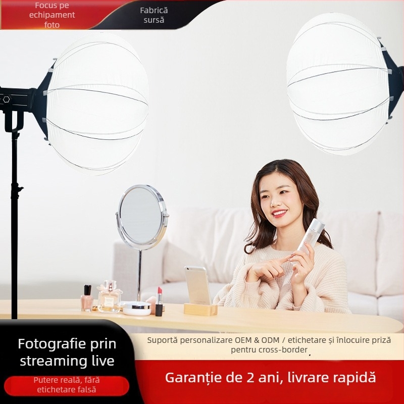 Lumină profesională pentru fotografie COB 200W, reglabilă, 2700–6500K, 110–265V, priză E27