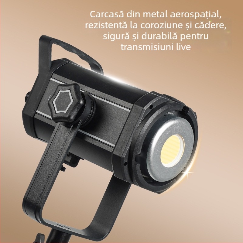 Lumină profesională pentru fotografie COB 200W, reglabilă, 2700–6500K, 110–265V, priză E27