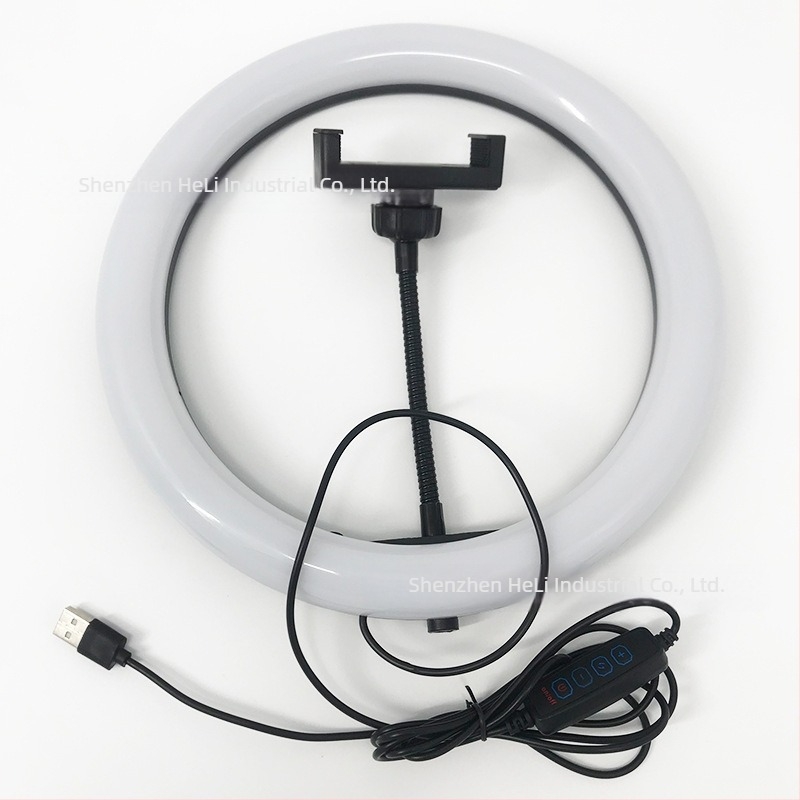 Lumină pentru emisiuni live pe telefon cu suport de birou — Lampa selfie, 12W, 3V, reglaj în mai multe trepte