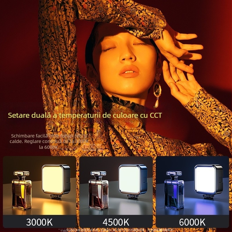 Lampă LED pentru streaming live, lampă de buzunar cu clips pentru telefon, RGB, putere sub 10W, încărcare USB-C