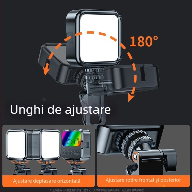 Lampă LED pentru streaming live, lampă de buzunar cu clips pentru telefon, RGB, putere sub 10W, încărcare USB-C