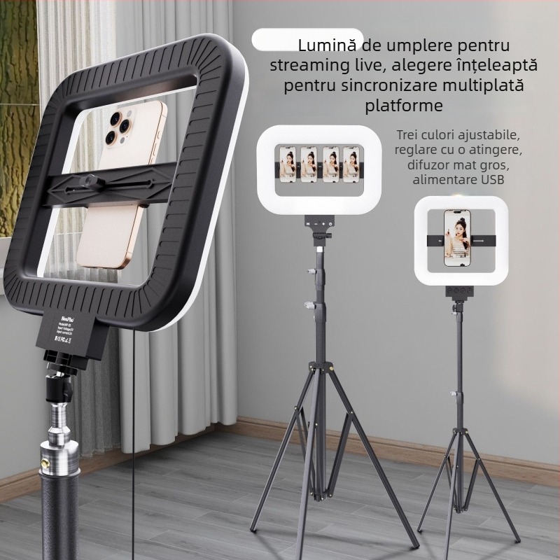 NP-28 LED Lumină de Umplere, Lumină Pătrată pentru Fotografie, Portabilă pentru Streaming Live și Filmare, Putere 10-50W, 5V, Baterie Încorporată